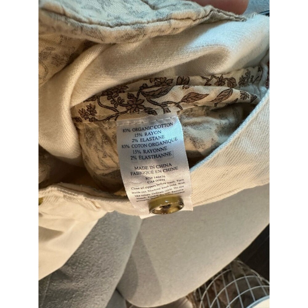 Faherty Off-White High-Rise Straight Leg Pants Organic - Picture 4 of 7